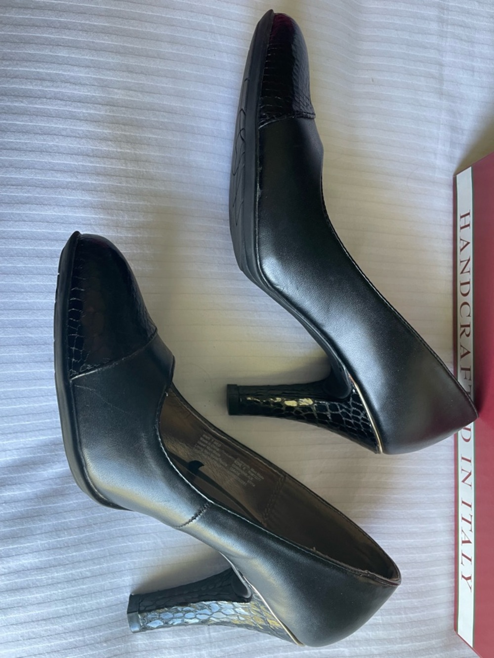 Solesensability Elegant Black Snakeskin Heels